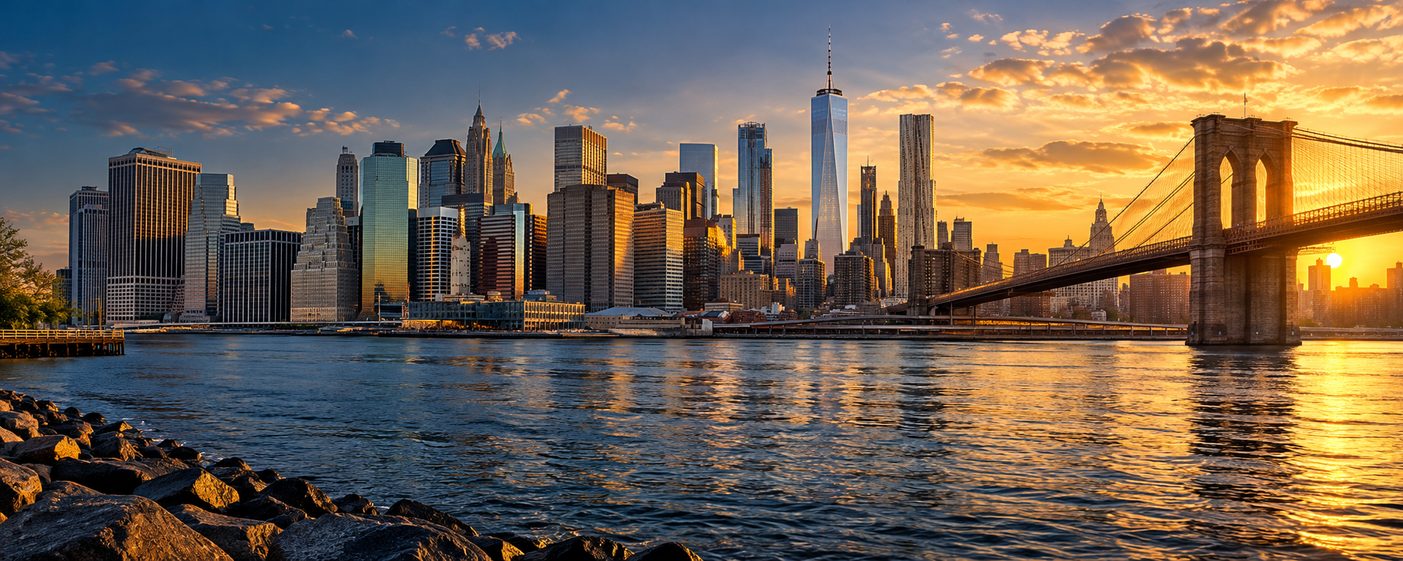City skyline across the waterfront